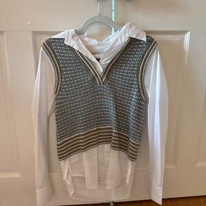 Veronica beard button down with sweater vest